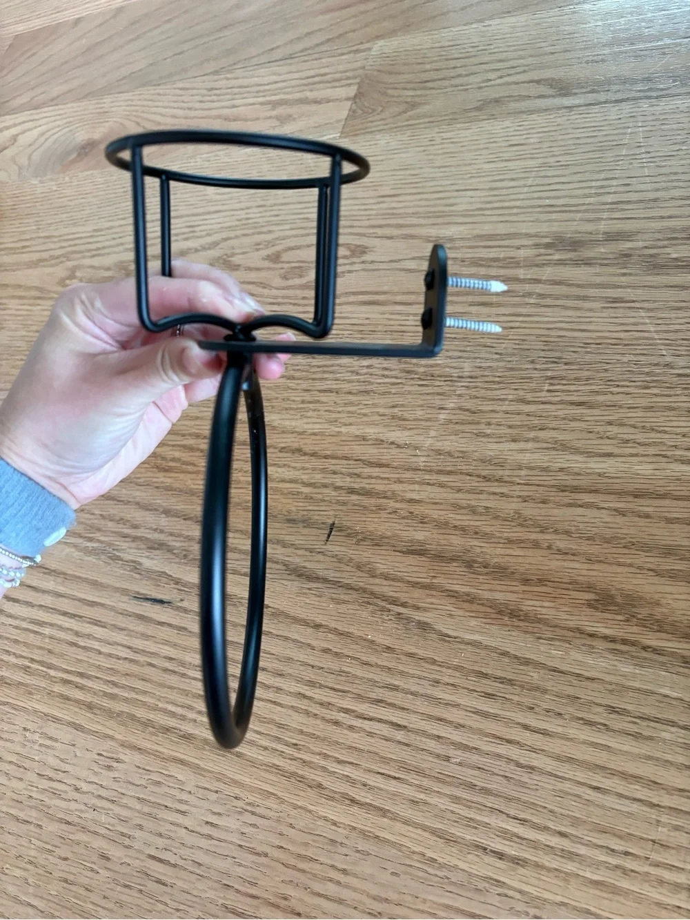 Matte Black Metal Towel Ring with candle holder